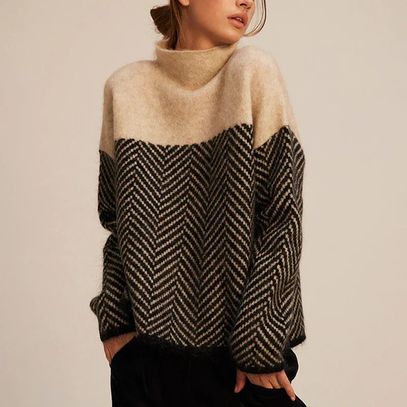 Valentine™ | Pull Col Roulé Chevron Raffiné