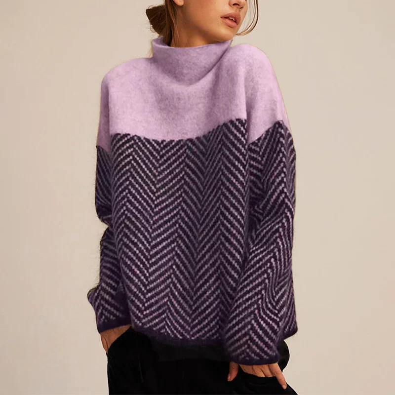 Valentine™ | Pull Col Roulé Chevron Raffiné