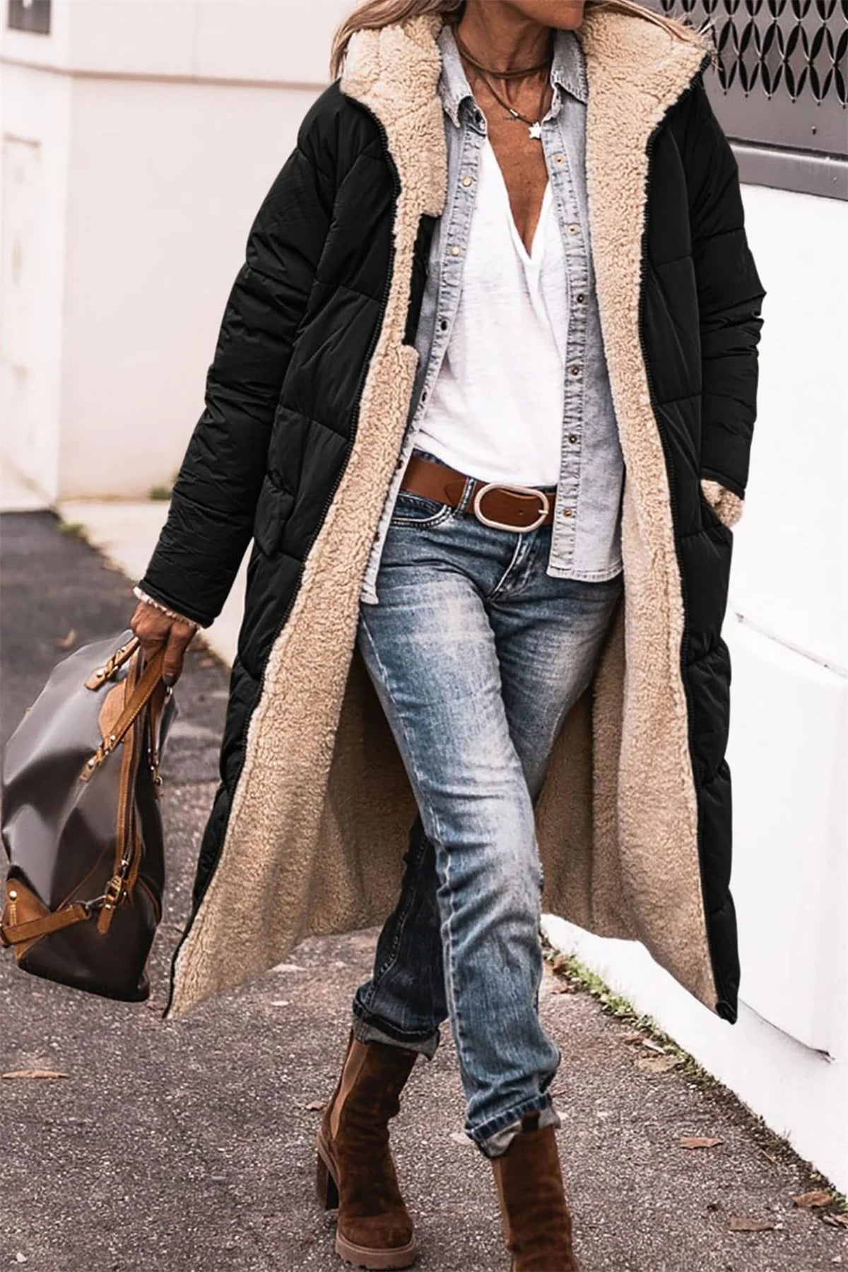 Maëlys™ | Manteau Long Réversible Élégant