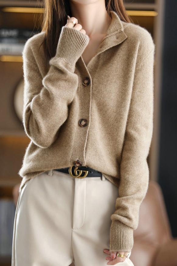 Gabrielle™ | Cardigan Classique Camel