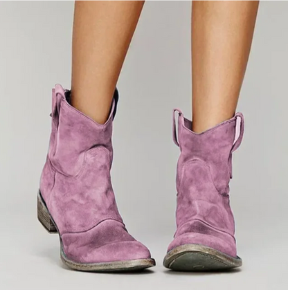 Maudine™ | Bottes Western en Daim Élégant