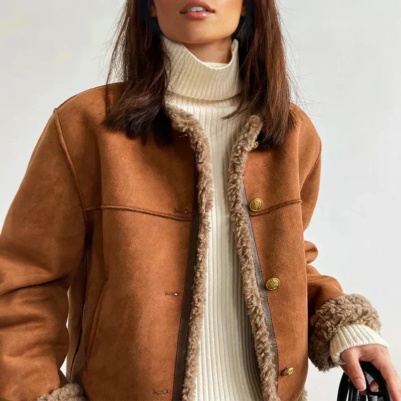 Naomie™ | Veste Suédine Doublure Teddy Chic