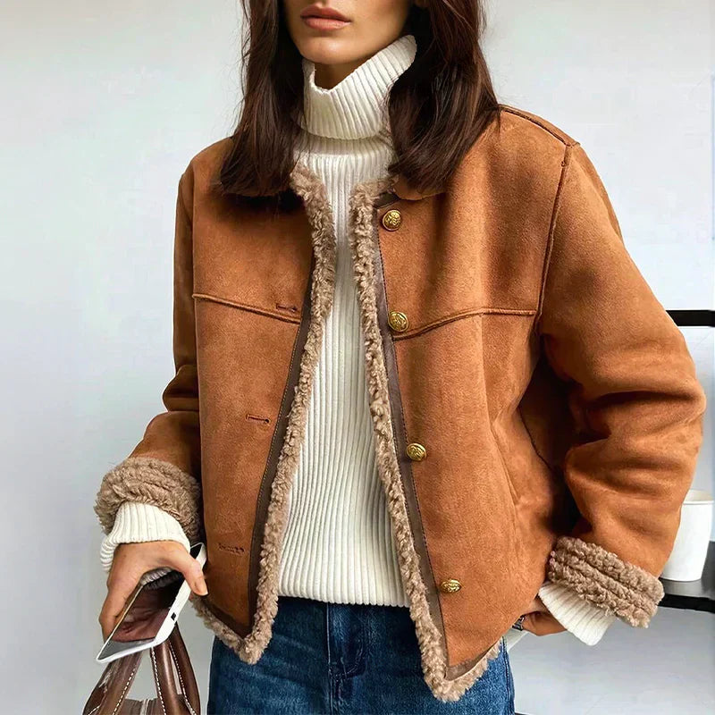 Naomie™ | Veste Suédine Doublure Teddy Chic