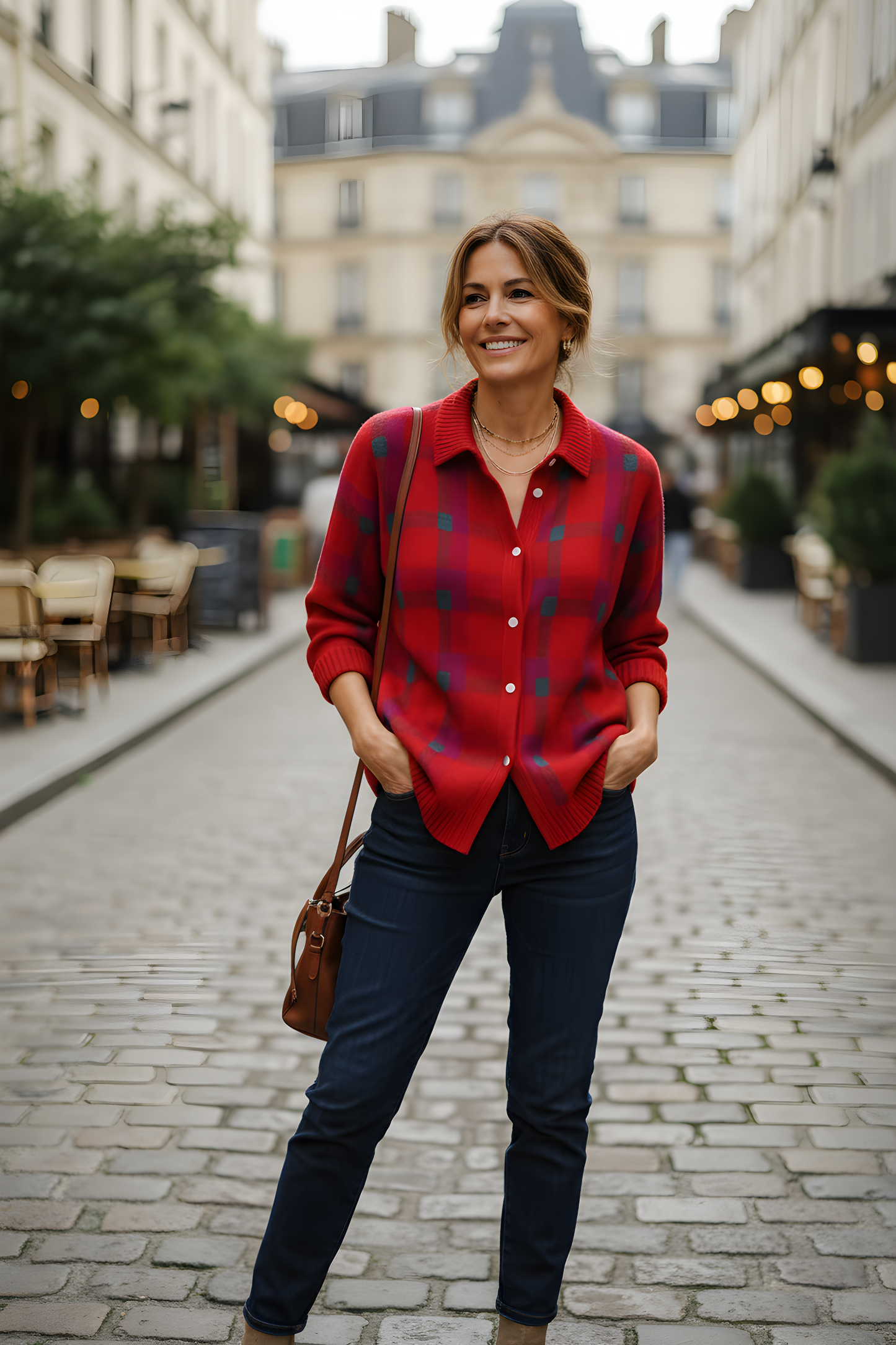 Élise™ | Cardigan Maille à Carreaux