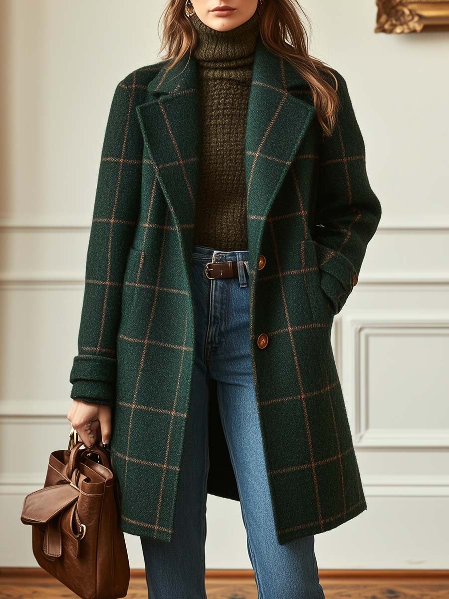 Violette™ | Veste Tweed Carreaux Héritage Chic